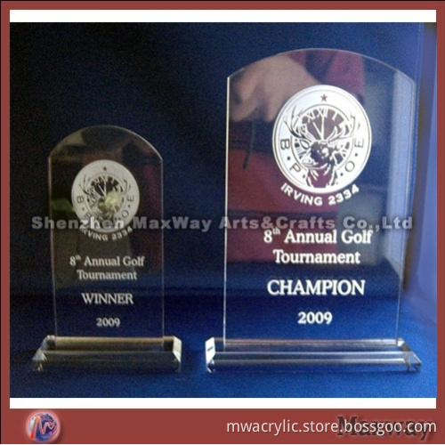 High transparent lucite spoil/award stand with logo
